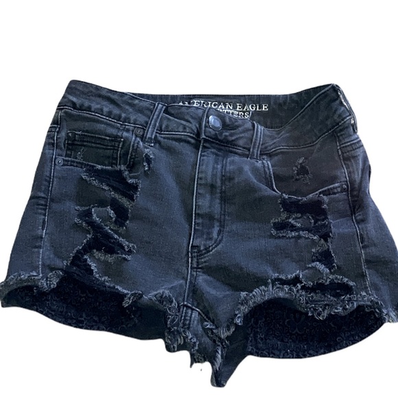 American Eagle Outfitters Pants - American Eagle Hi-Rise Shortie black distressed shorts size 6